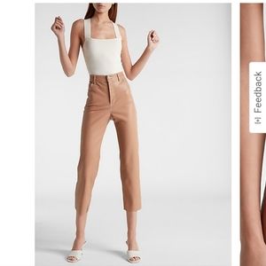 Express Straight-Leg Faux Leather Pants in Camel